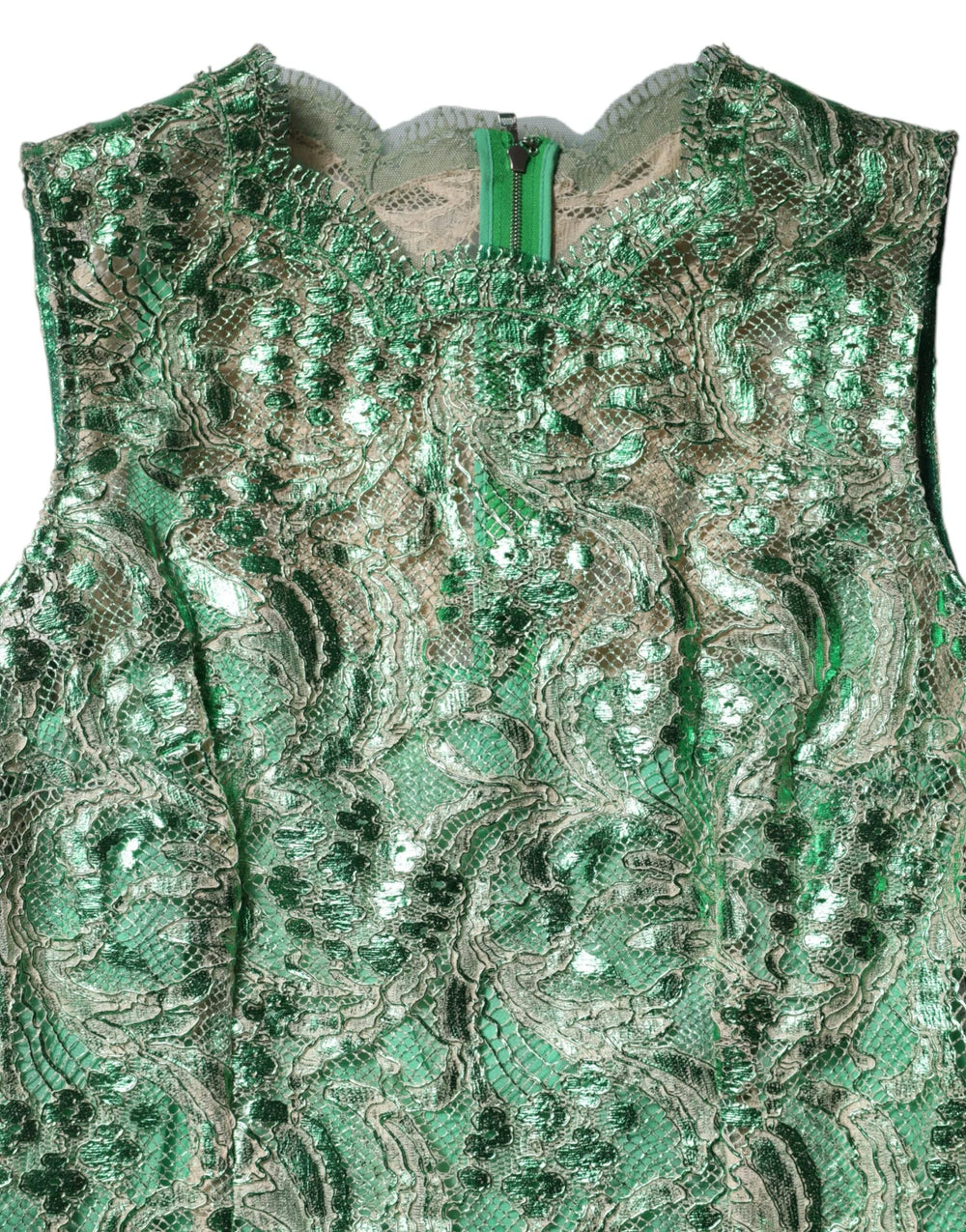 Dolce & Gabbana Green Cotton Floral Lace Sheath Midi Dress - IT42|M