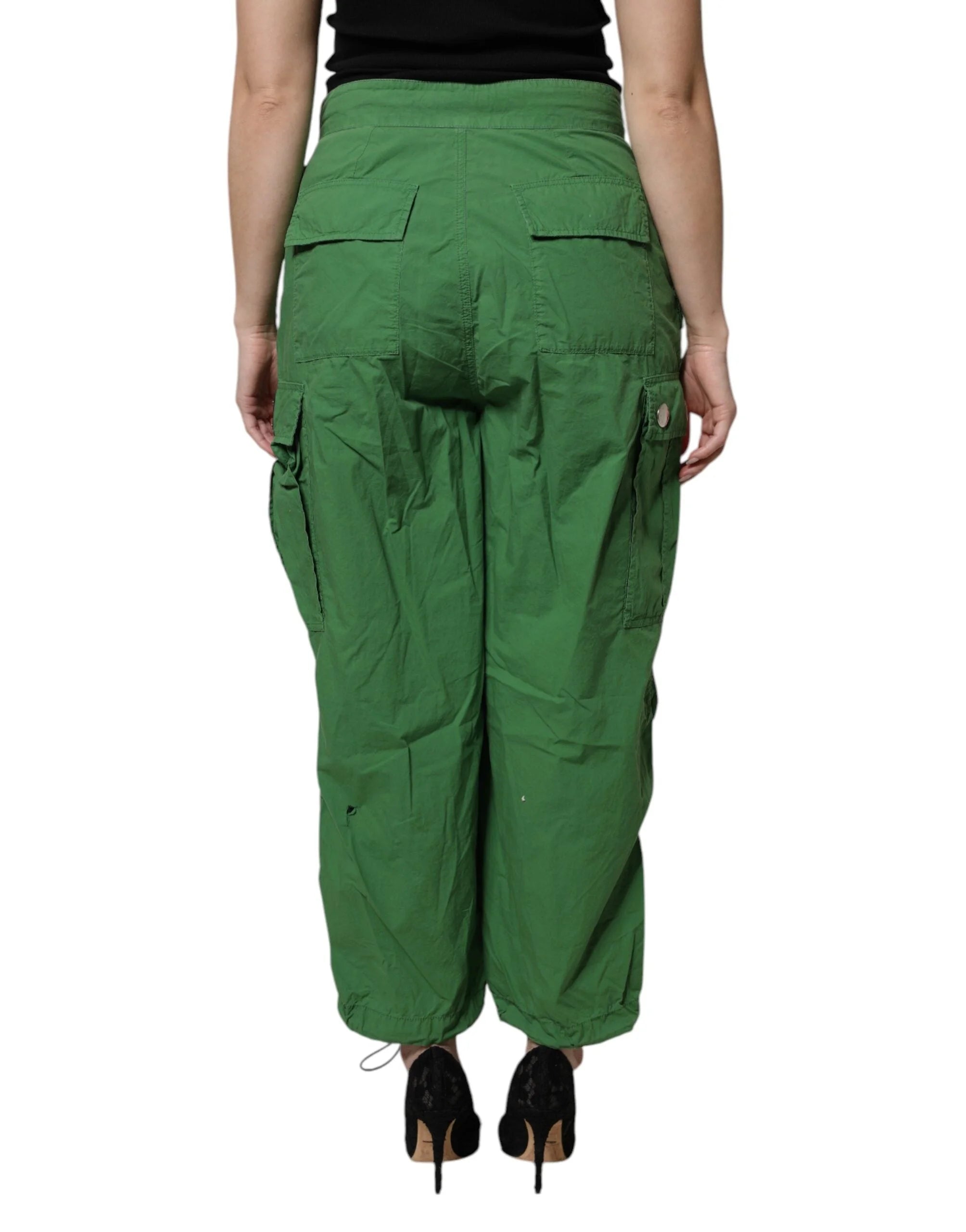 Dolce & Gabbana Green Cotton High Waist Cargo Pants - IT40|S - Cargo Pants