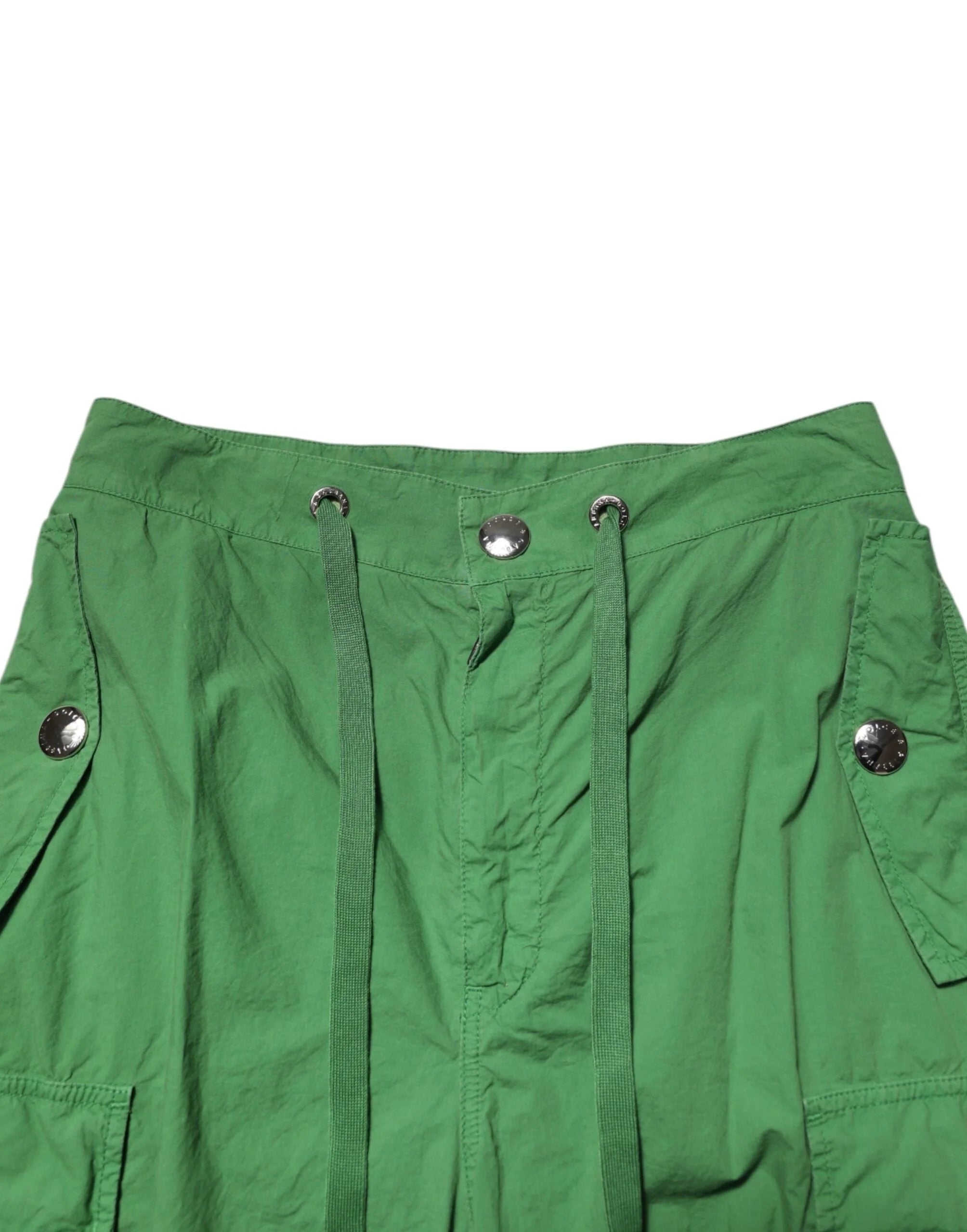 Dolce & Gabbana Green Cotton High Waist Cargo Trouser Pants - IT38 | XS