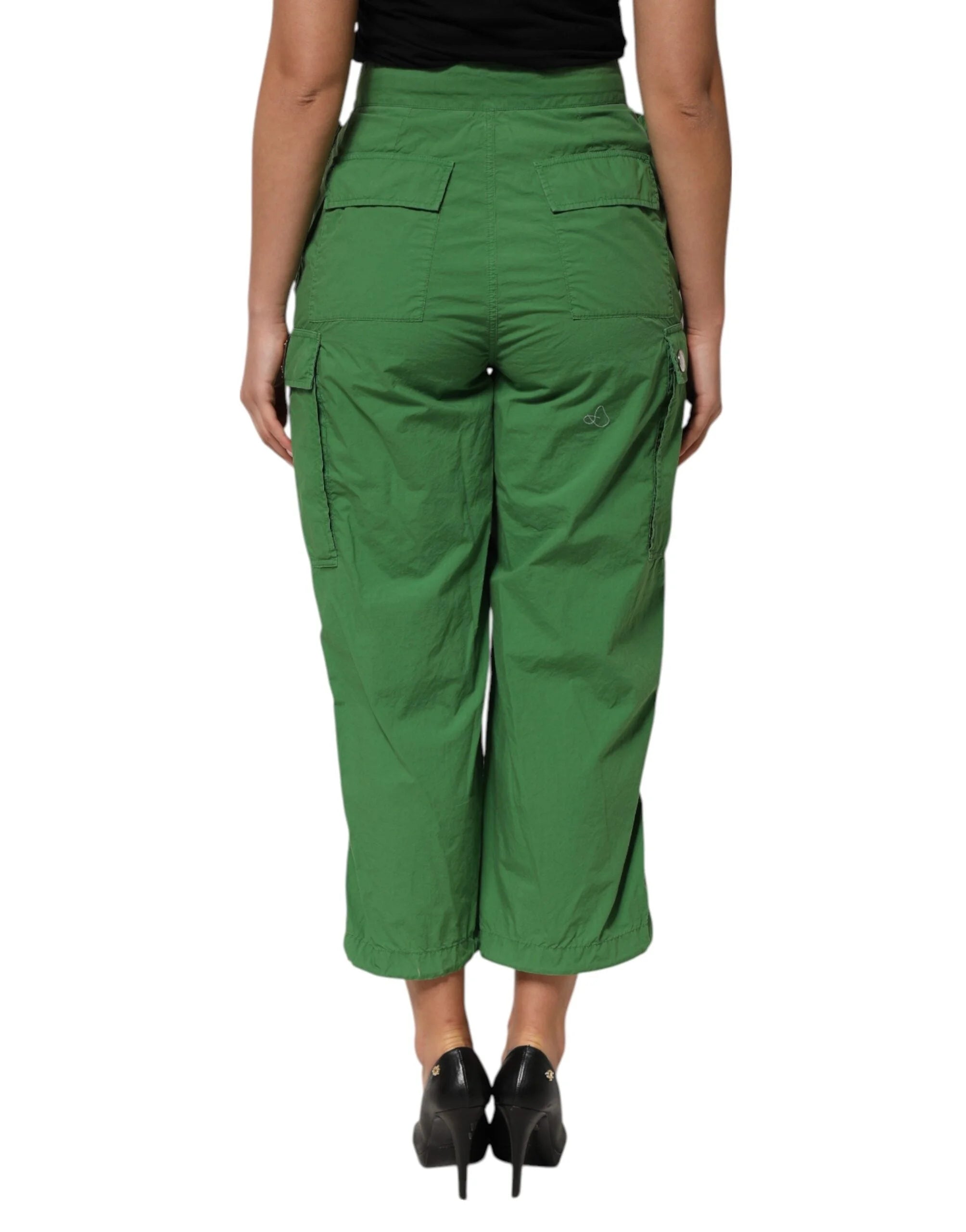 Dolce & Gabbana Green Cotton High Waist Cargo Trouser Pants - IT38 | XS - Cargo Pants