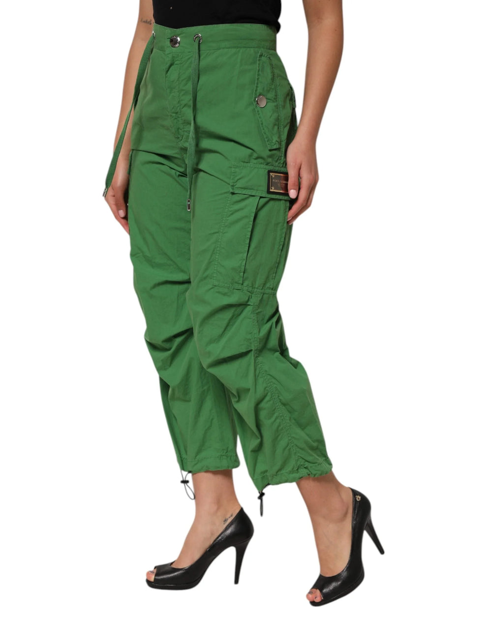 Dolce & Gabbana Green Cotton High Waist Cargo Trouser Pants - IT38 | XS - Cargo Pants