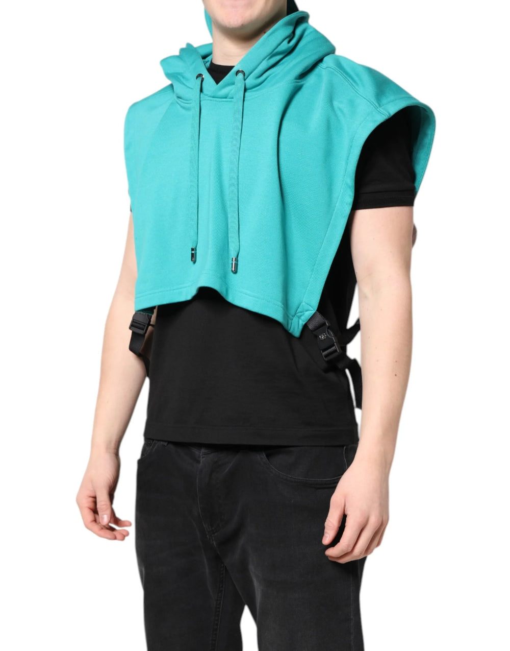 Dolce & Gabbana Green Cotton Hooded Men Sportswear Vest Sweater - Hoodies
