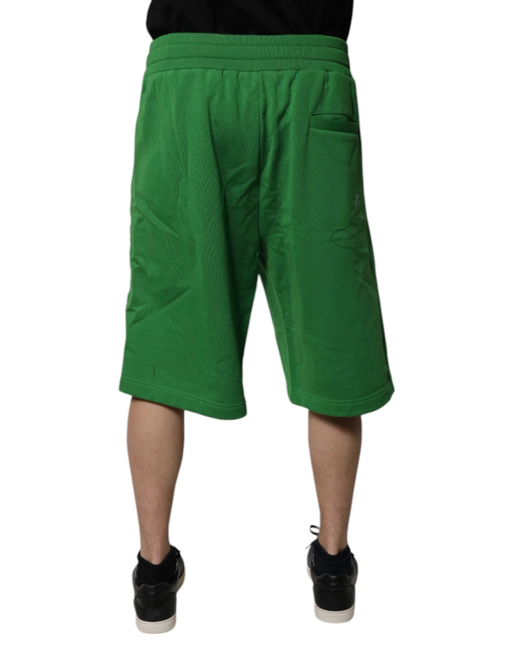 Dolce & Gabbana Green Cotton Men Sweatshorts Bermuda Shorts - IT48 | M