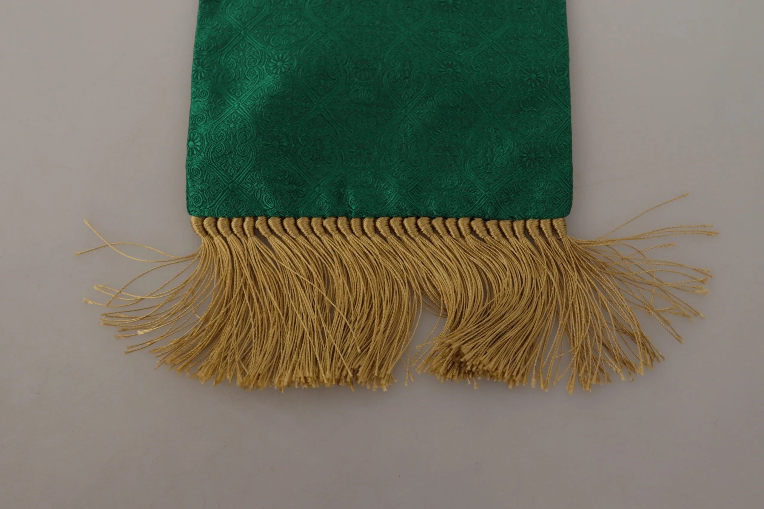 Dolce & Gabbana Green Crown Embroidered Shawl Fringe Blend Silk - Scarves & Shawls