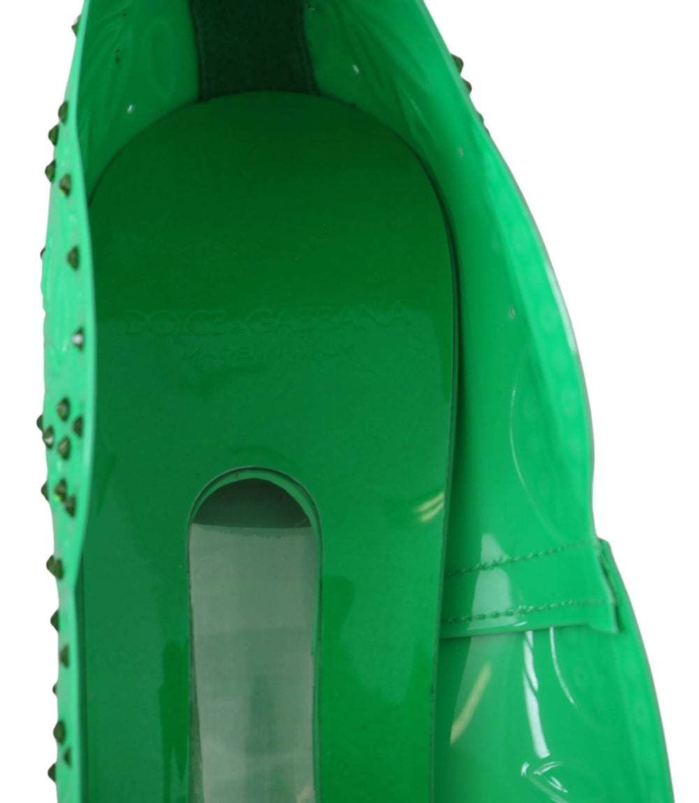 Dolce & Gabbana Green Crystal Floral CINDERELLA Heels Shoes - EU39/US8.5 - Heels