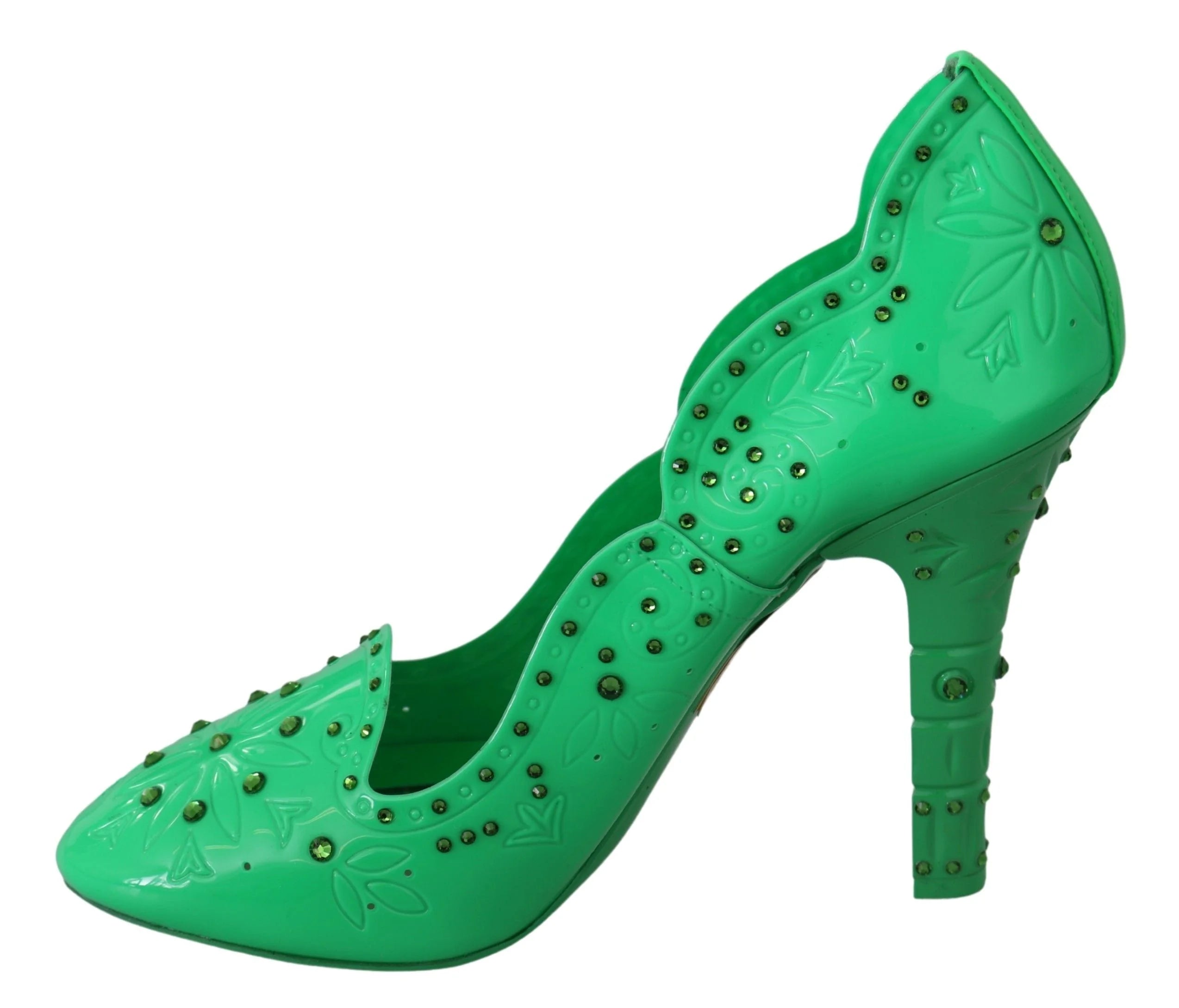 Dolce & Gabbana Green Crystal Floral Heels CINDERELLA Shoes - EU40/US9.5