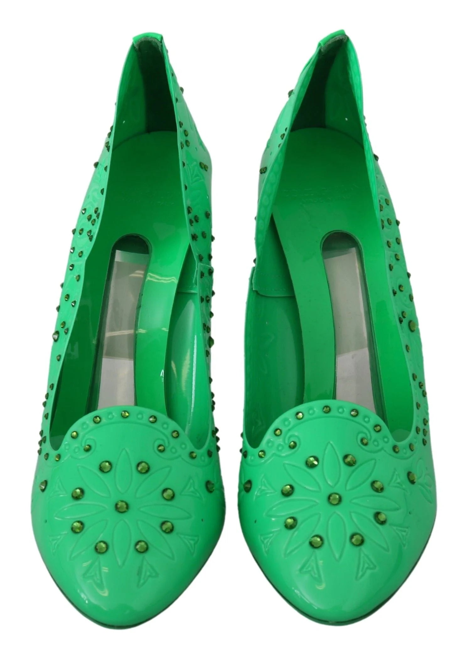 Dolce & Gabbana Green Crystal Floral Heels CINDERELLA Shoes - EU40/US9.5