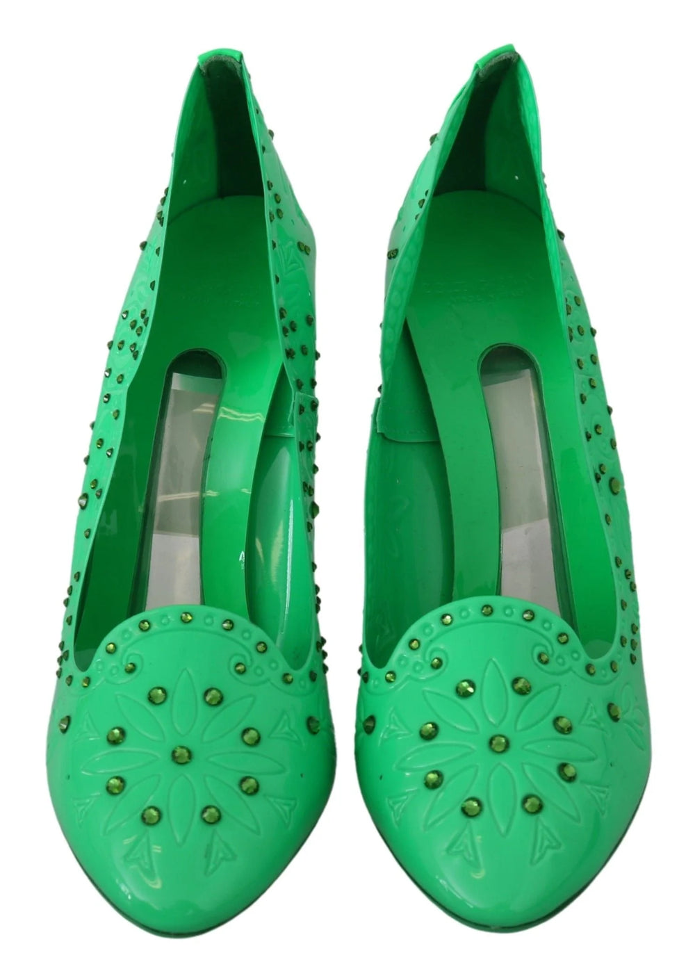 Dolce & Gabbana Green Crystal Floral Heels CINDERELLA Shoes - EU40/US9.5