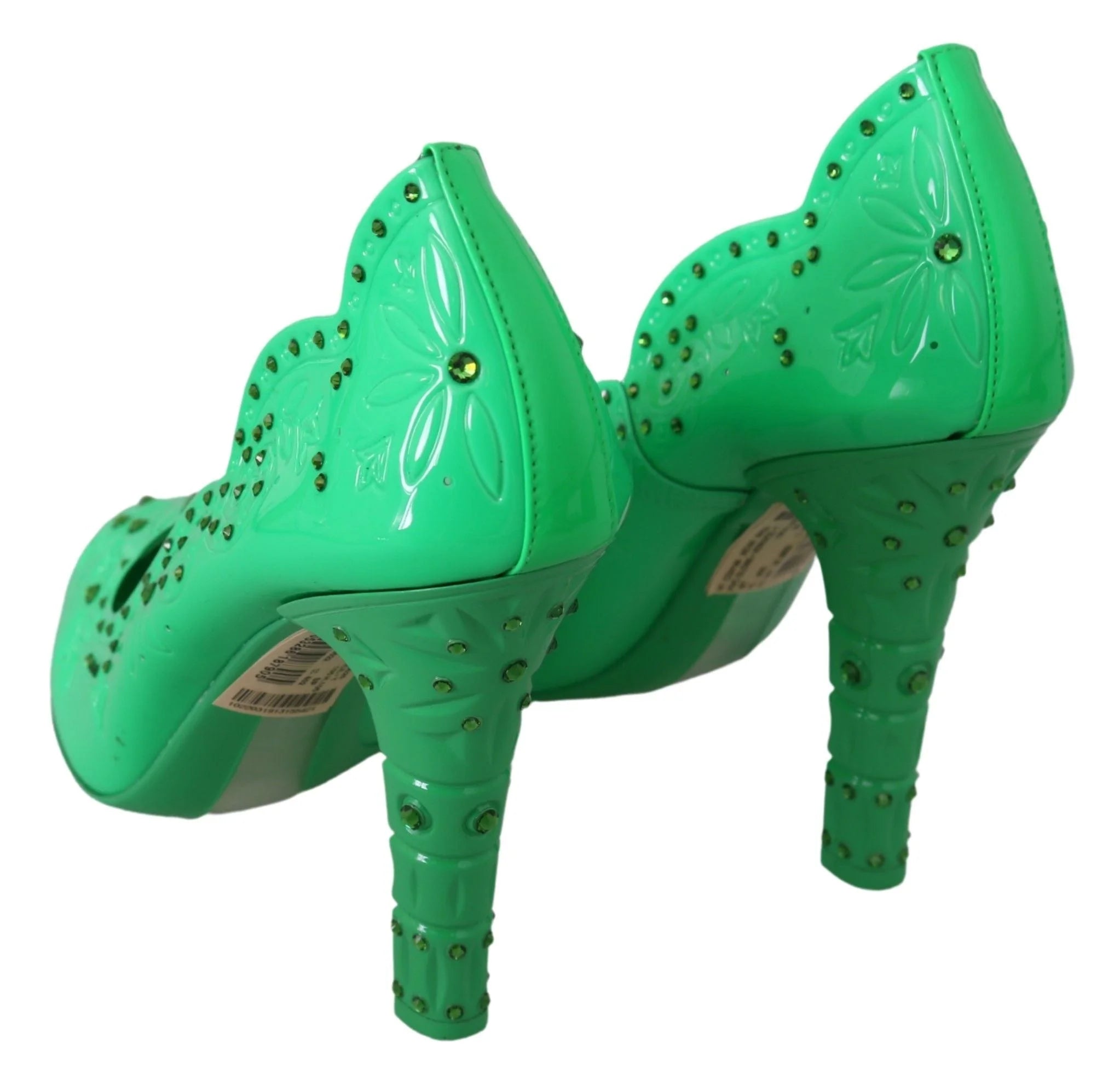 Dolce & Gabbana Green Crystal Floral Heels CINDERELLA Shoes - EU40/US9.5