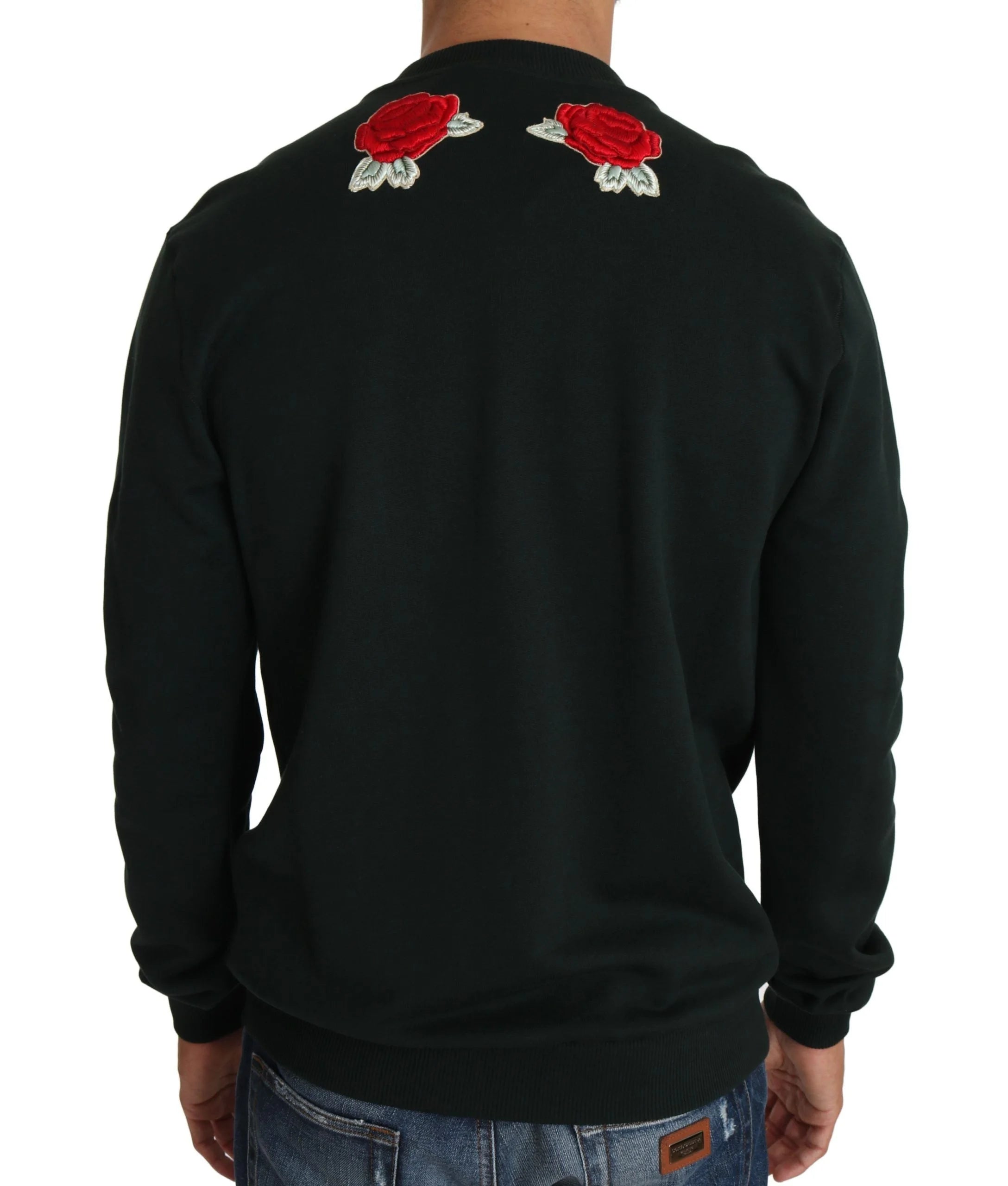 Dolce & Gabbana Green Crystal Heart Roses Gun Sweater - Sweaters