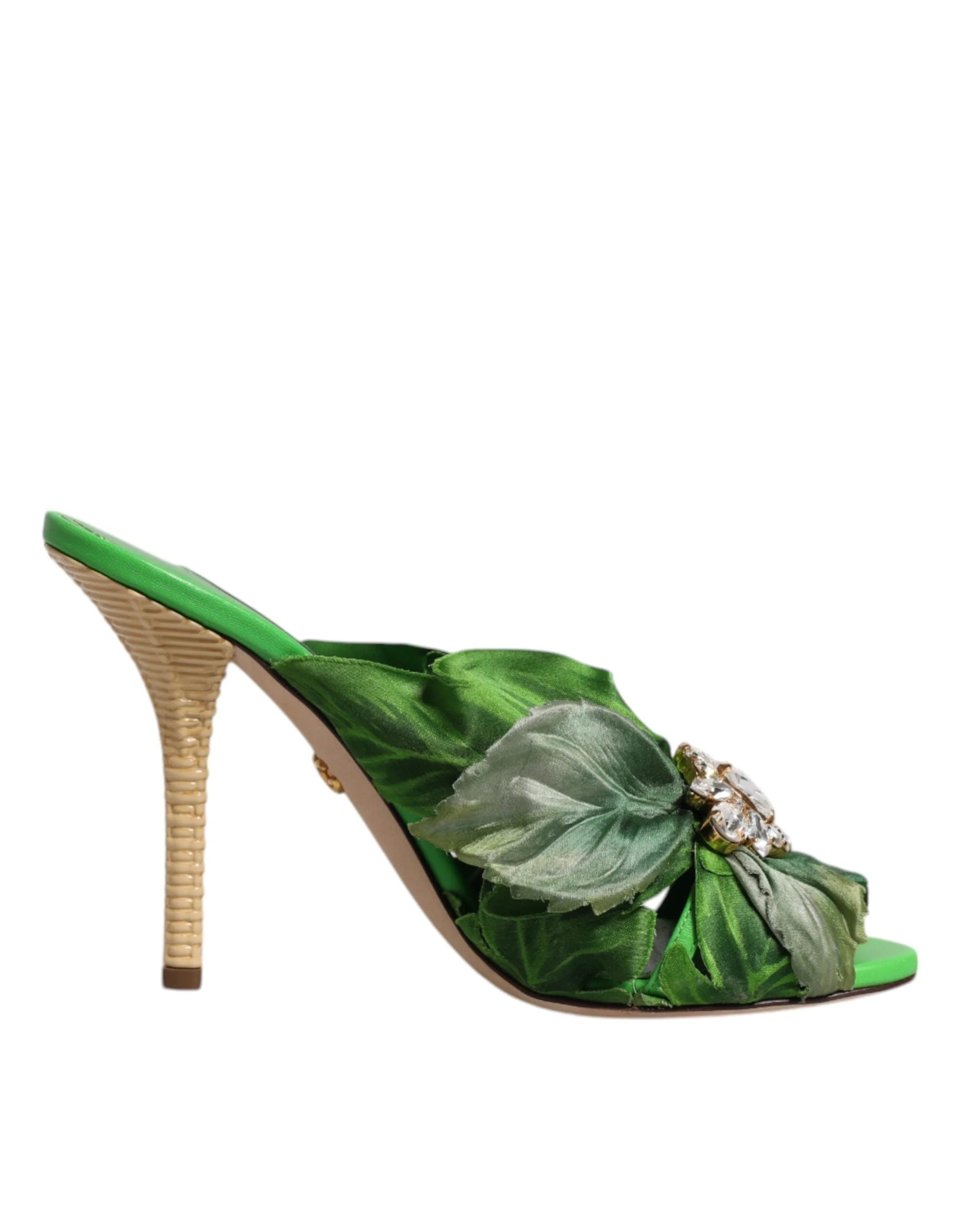 Dolce & Gabbana Green Crystal Slides KEIRA Sandal Shoes - EU37.5/US7 - Sandals