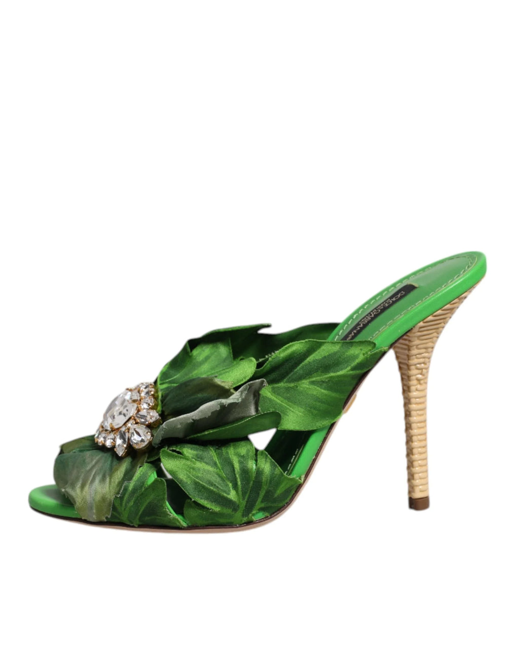 Dolce & Gabbana Green Crystal Slides KEIRA Sandal Shoes - EU37.5/US7 - Sandals