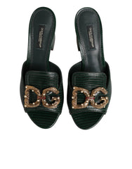 Dolce & Gabbana Green DG Amore Heel Slides Sandals Shoes - EU35/US4.5