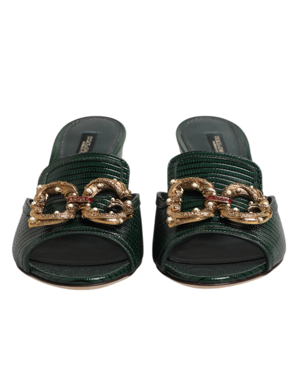 Dolce & Gabbana Green DG Amore Heel Slides Sandals Shoes - EU35/US4.5