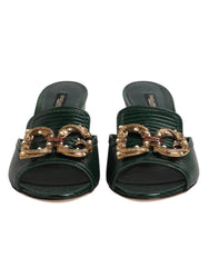 Dolce & Gabbana Green DG Amore Heel Slides Sandals Shoes - EU35/US4.5
