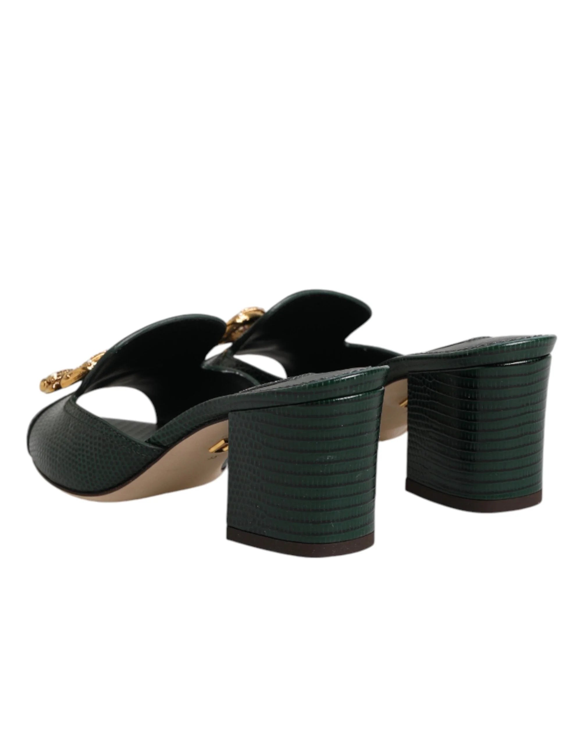 Dolce & Gabbana Green DG Amore Heel Slides Sandals Shoes - EU35/US4.5