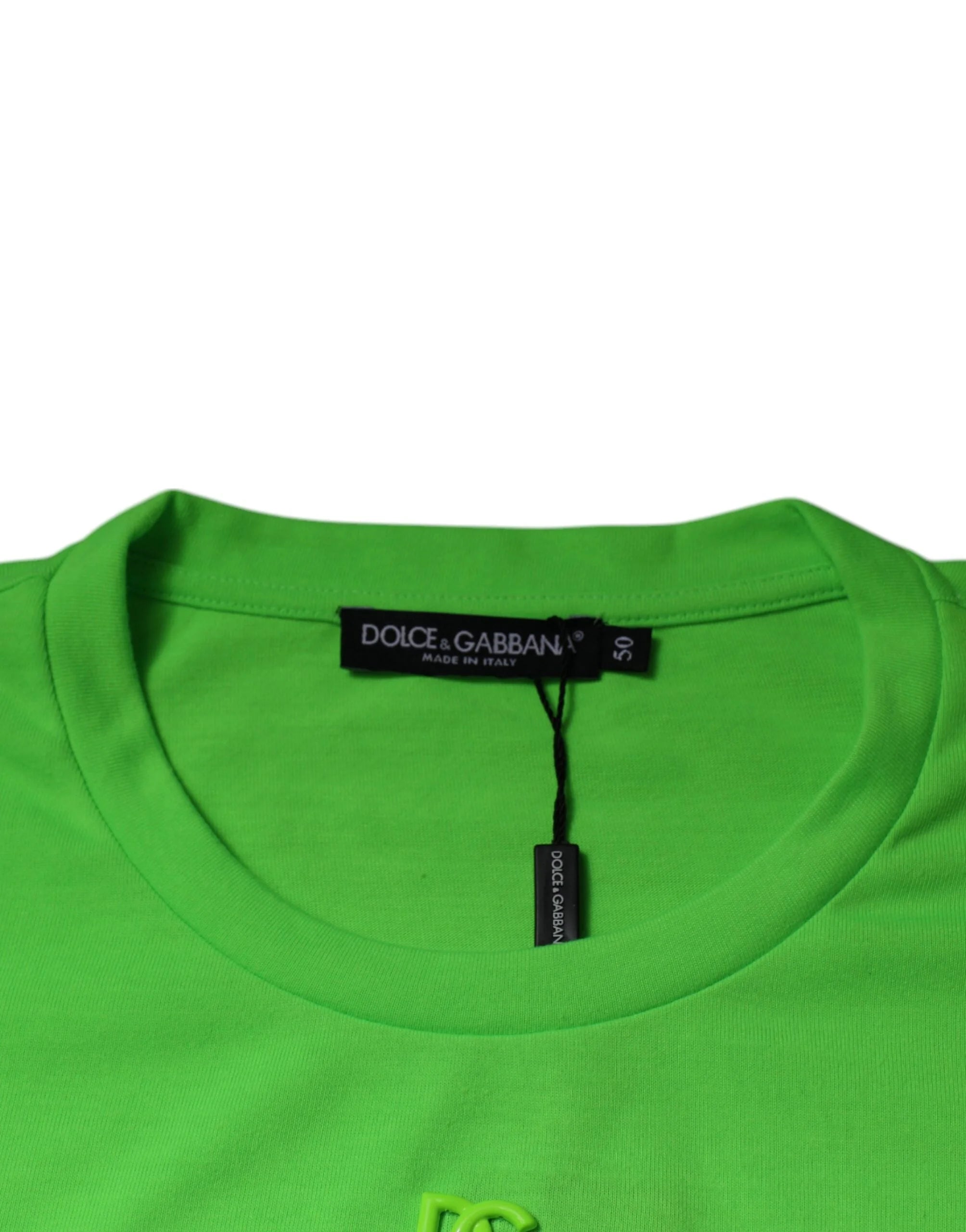 Dolce & Gabbana Green DG Logo Cotton Crew Neck T-shirt - T-Shirts