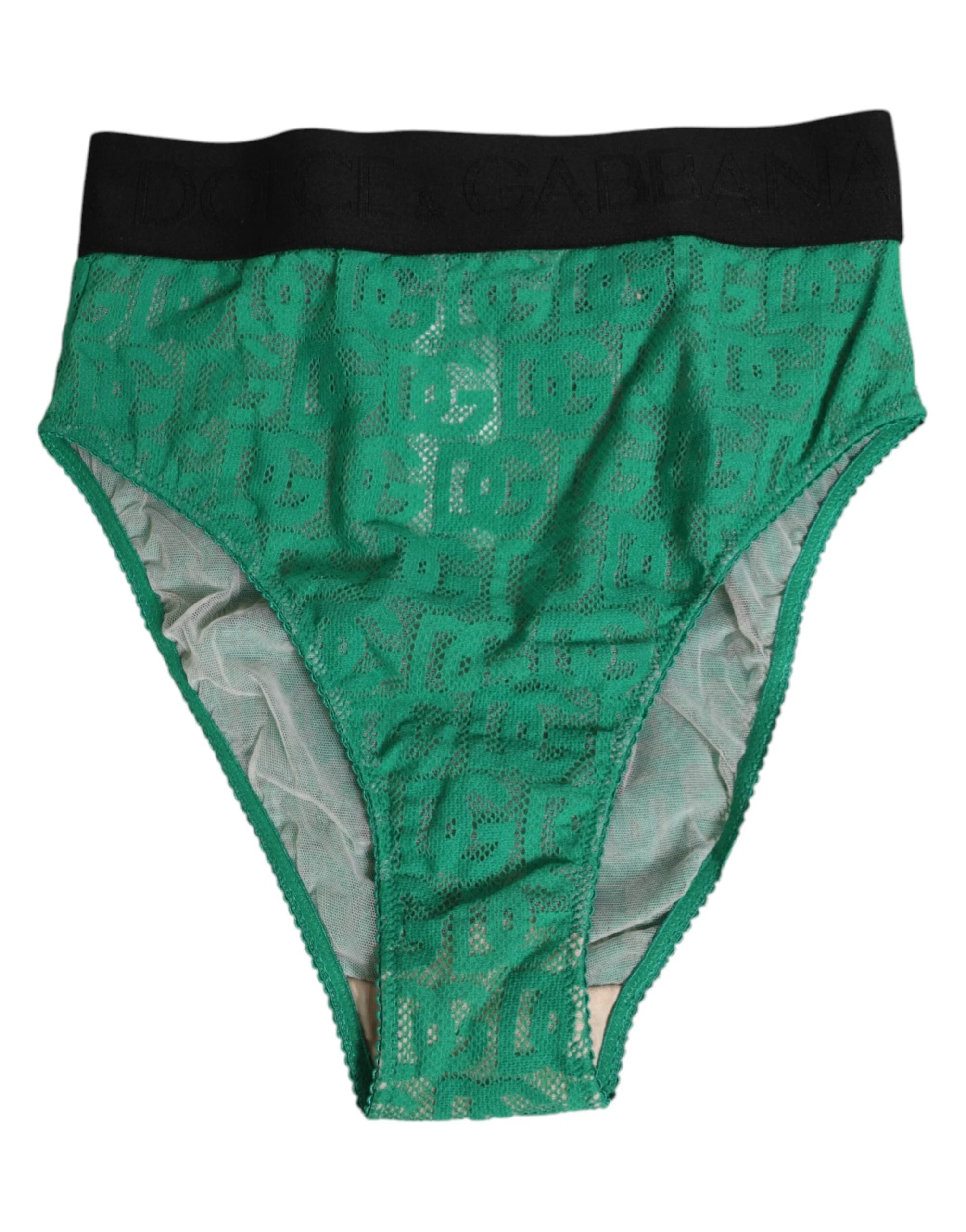 Dolce & Gabbana Green DG Logo Lace High Brief Panty Underwear - IT2 | S - Briefs