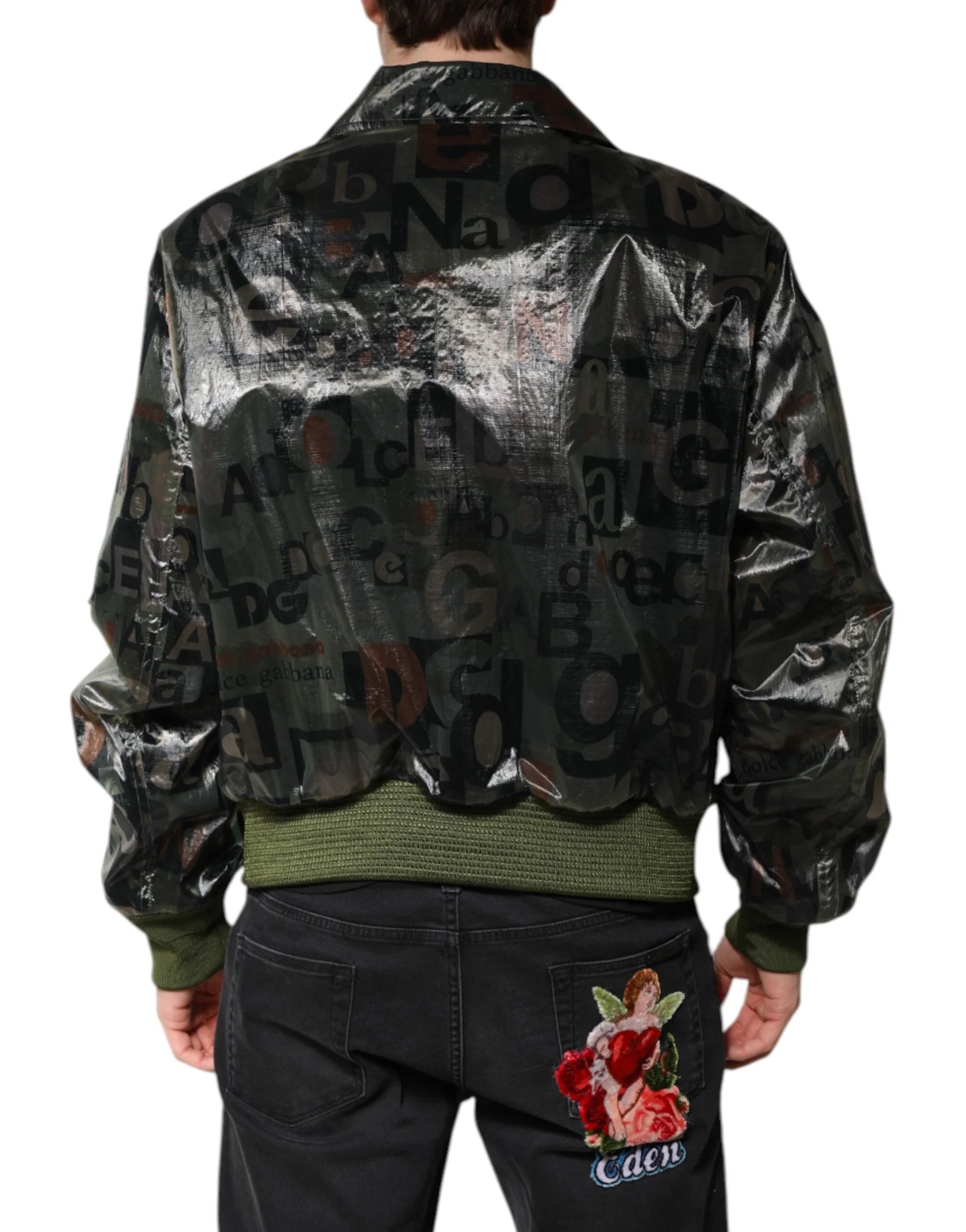 Dolce & Gabbana Green DG Logo Print Bomber Full Zip Jacket - IT50 | L - Bomber Jackets