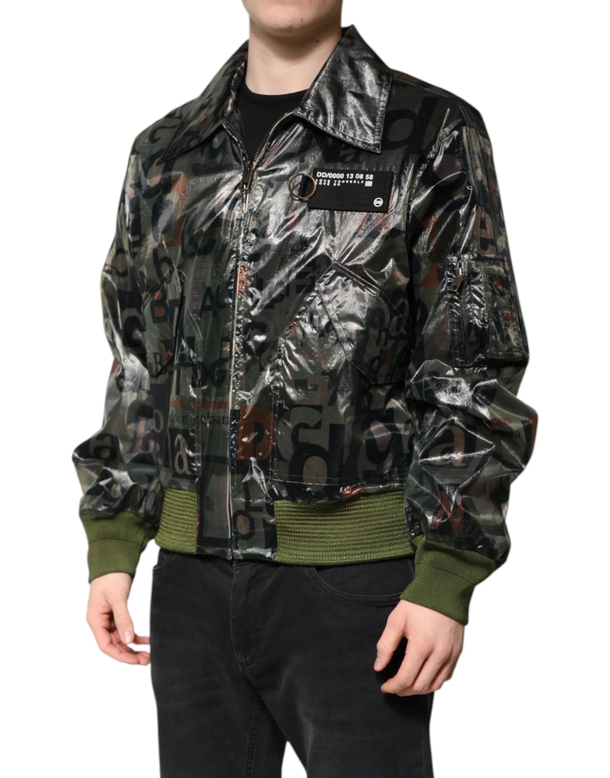 Dolce & Gabbana Green DG Logo Print Bomber Full Zip Jacket - IT50 | L - Bomber Jackets