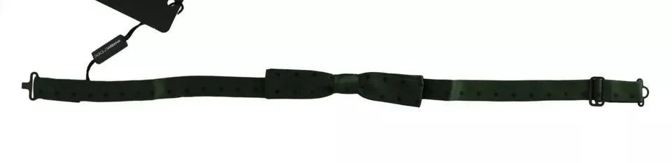 Dolce & Gabbana Green Dotted Silk Adjustable Neck Bow Tie - Neckties