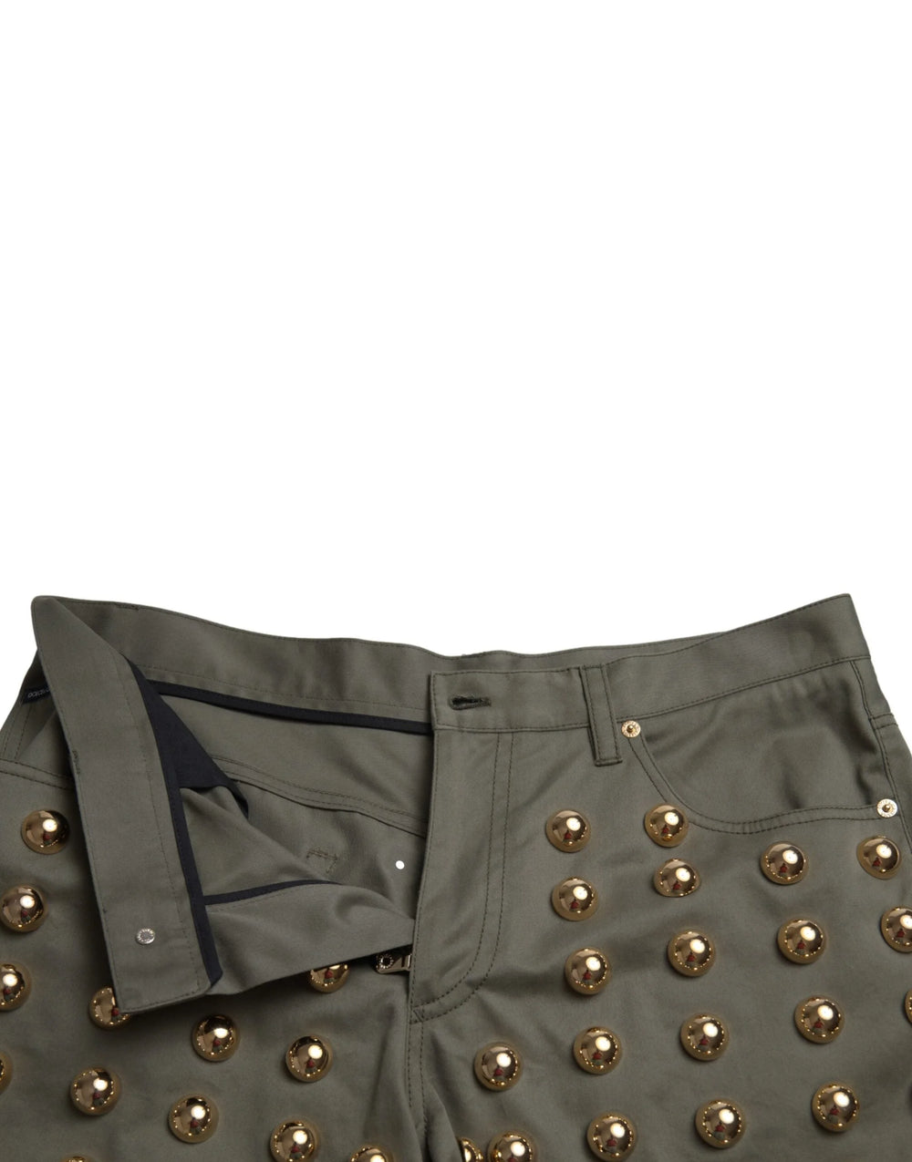 Dolce & Gabbana Green Embellished Cotton High Waist Hot Pants Shorts - IT40|S - Short Trousers