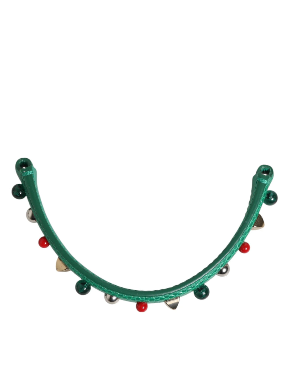 Dolce & Gabbana Green Embellished Leather Bag Handle Women Shoulder Strap - Handbag & Wallet Accessories