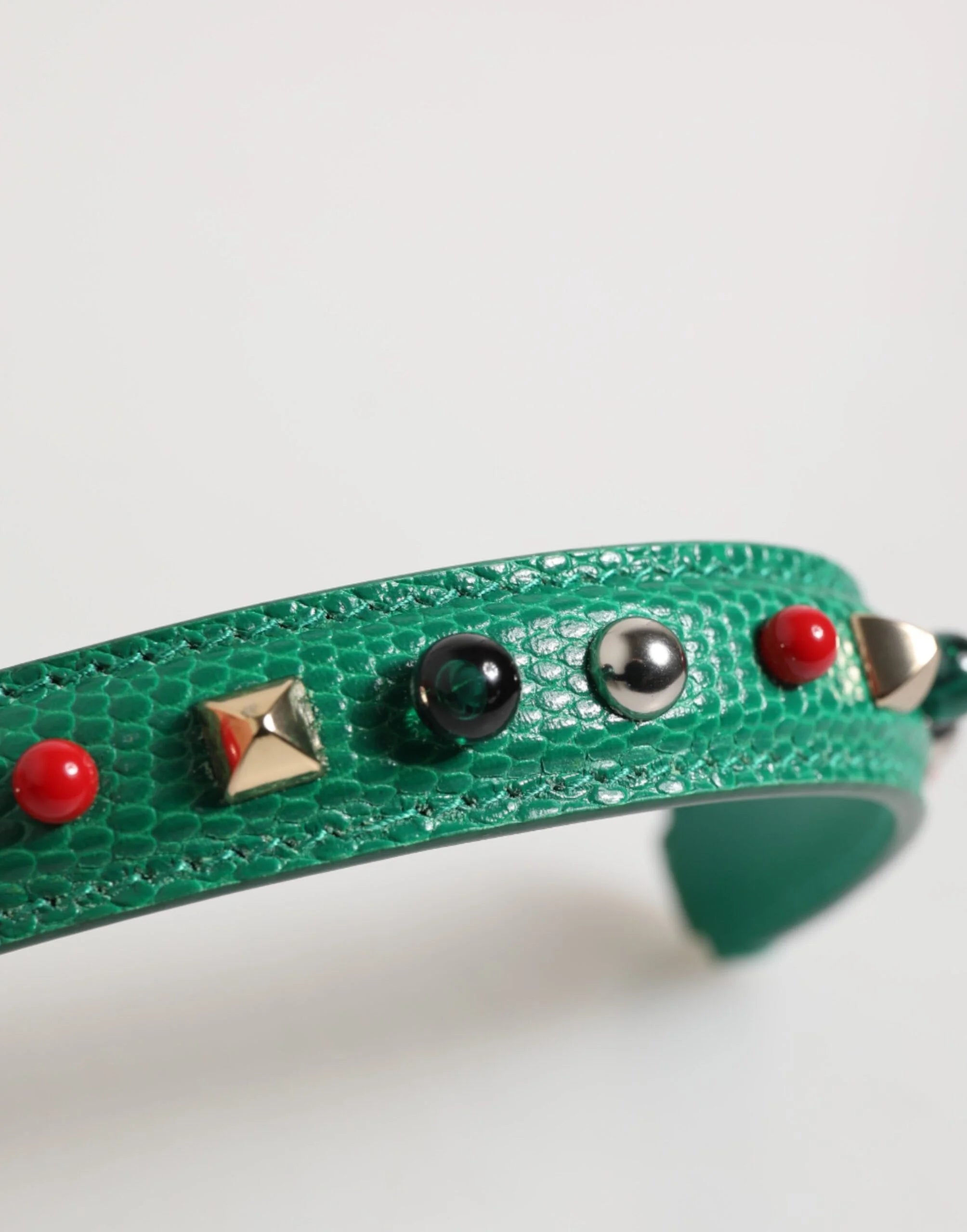 Dolce & Gabbana Green Embellished Leather Bag Handle Women Shoulder Strap - Handbag & Wallet Accessories