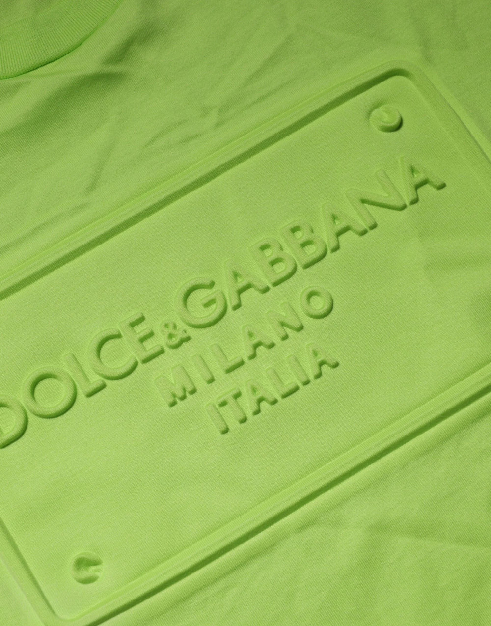 Dolce & Gabbana Green Embossed Logo Cotton Crew Neck T-shirt - IT54 | XL - T-Shirts