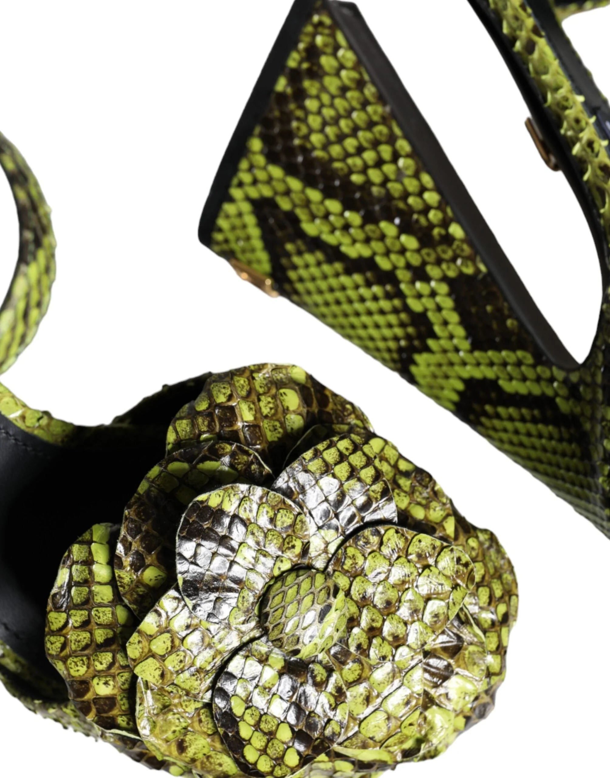 Dolce & Gabbana Green Exotic Leather Ankle Strap Heels Sandals Shoes - EU39/US8.5 - Sandals