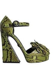 Dolce & Gabbana Green Exotic Leather Ankle Strap Heels Sandals Shoes - EU39/US8.5