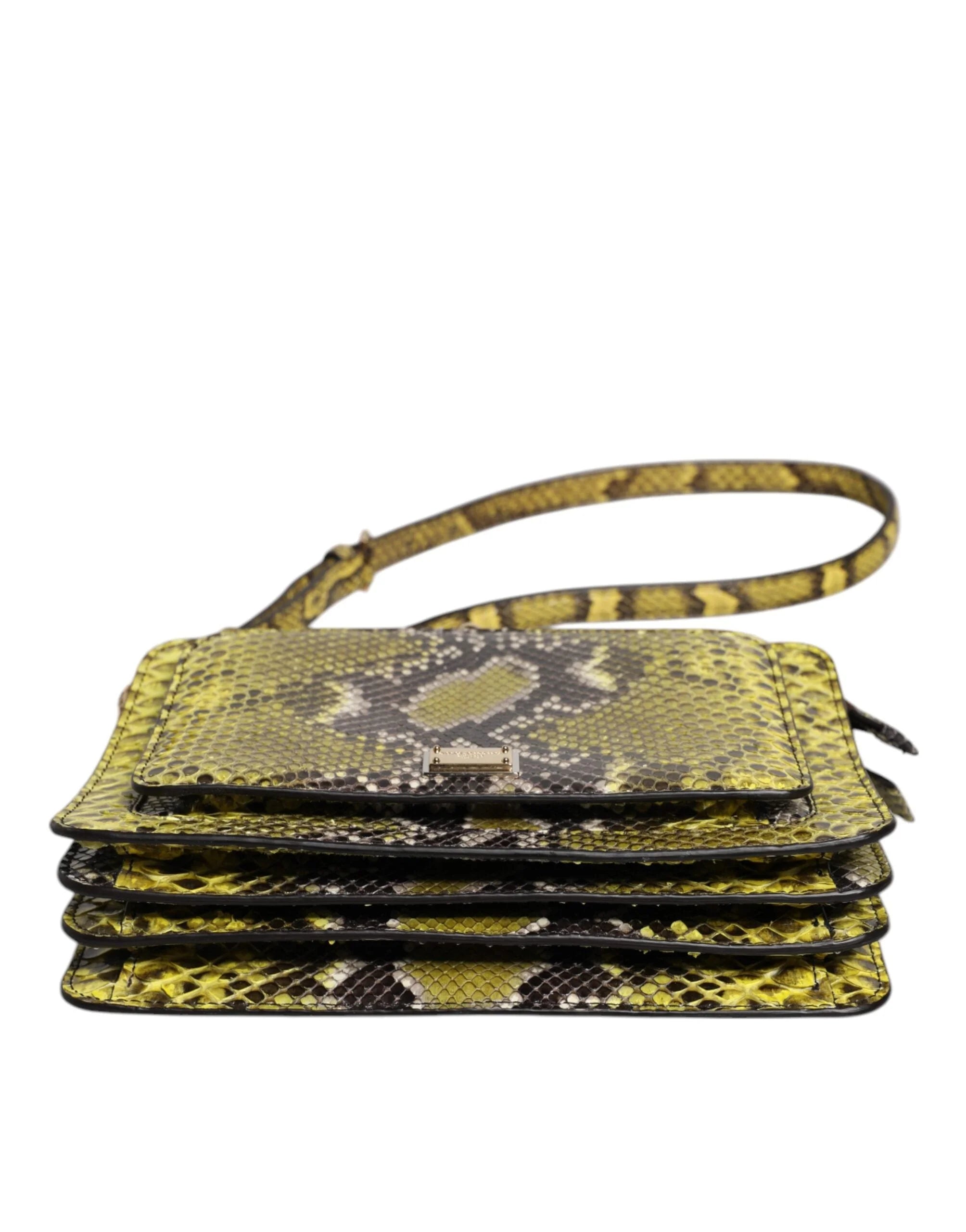 Dolce & Gabbana Green Exotic Leather DG Plaque Crossbody Clutch Bag - Cross Body Bags