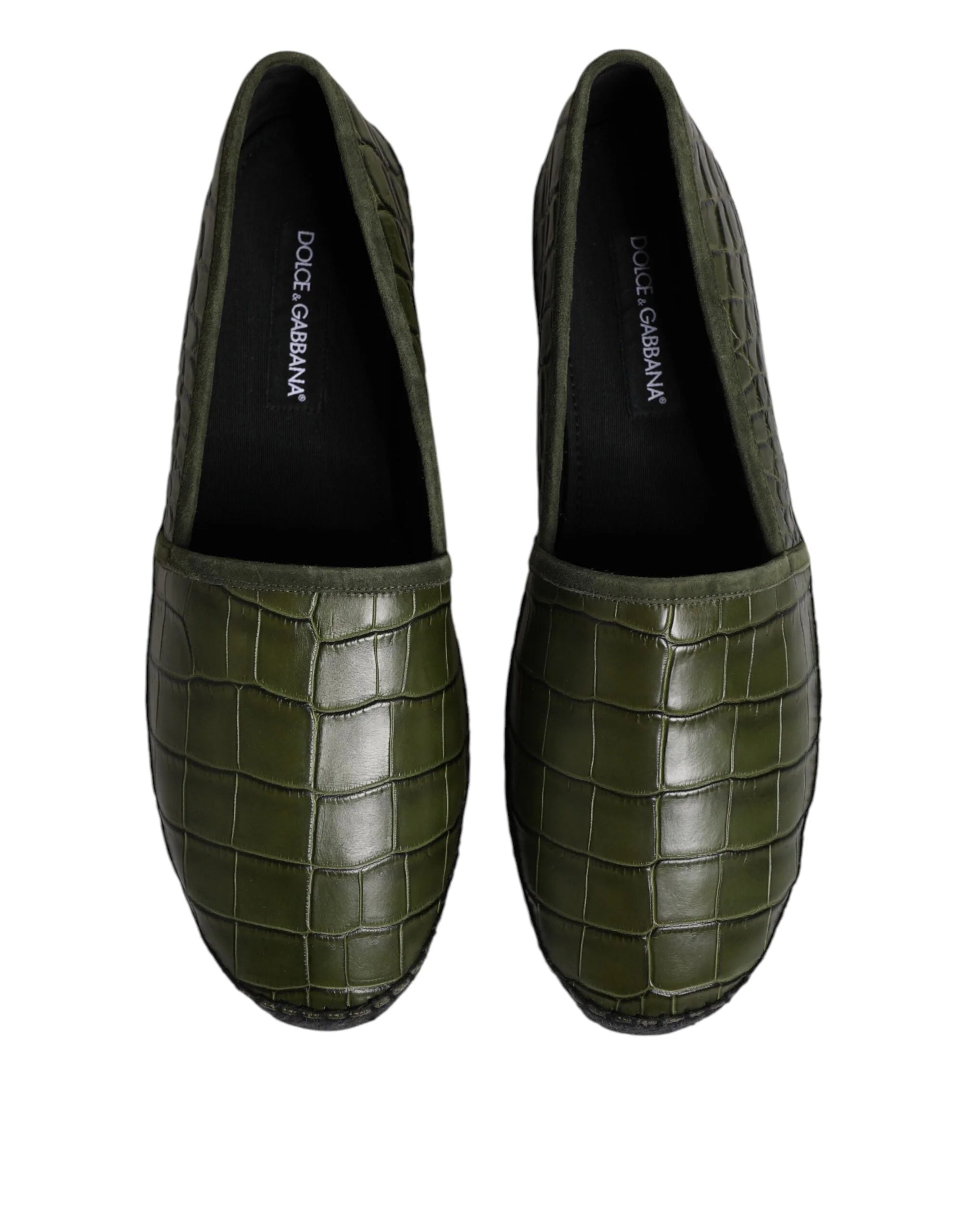 Dolce & Gabbana Green Exotic Leather Espadrilles Slip On Shoes - EU44/US11 - Flats