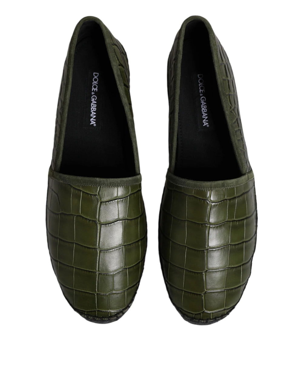 Dolce & Gabbana Green Exotic Leather Espadrilles Slip On Shoes - EU44/US11 - Flats