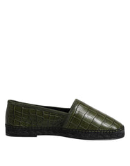 Dolce & Gabbana Green Exotic Leather Espadrilles Slip On Shoes - EU44/US11 - Flats