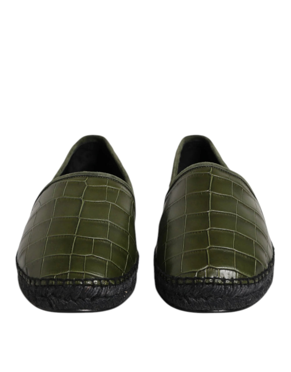 Dolce & Gabbana Green Exotic Leather Espadrilles Slip On Shoes - EU44/US11 - Flats