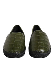 Dolce & Gabbana Green Exotic Leather Espadrilles Slip On Shoes - EU44/US11