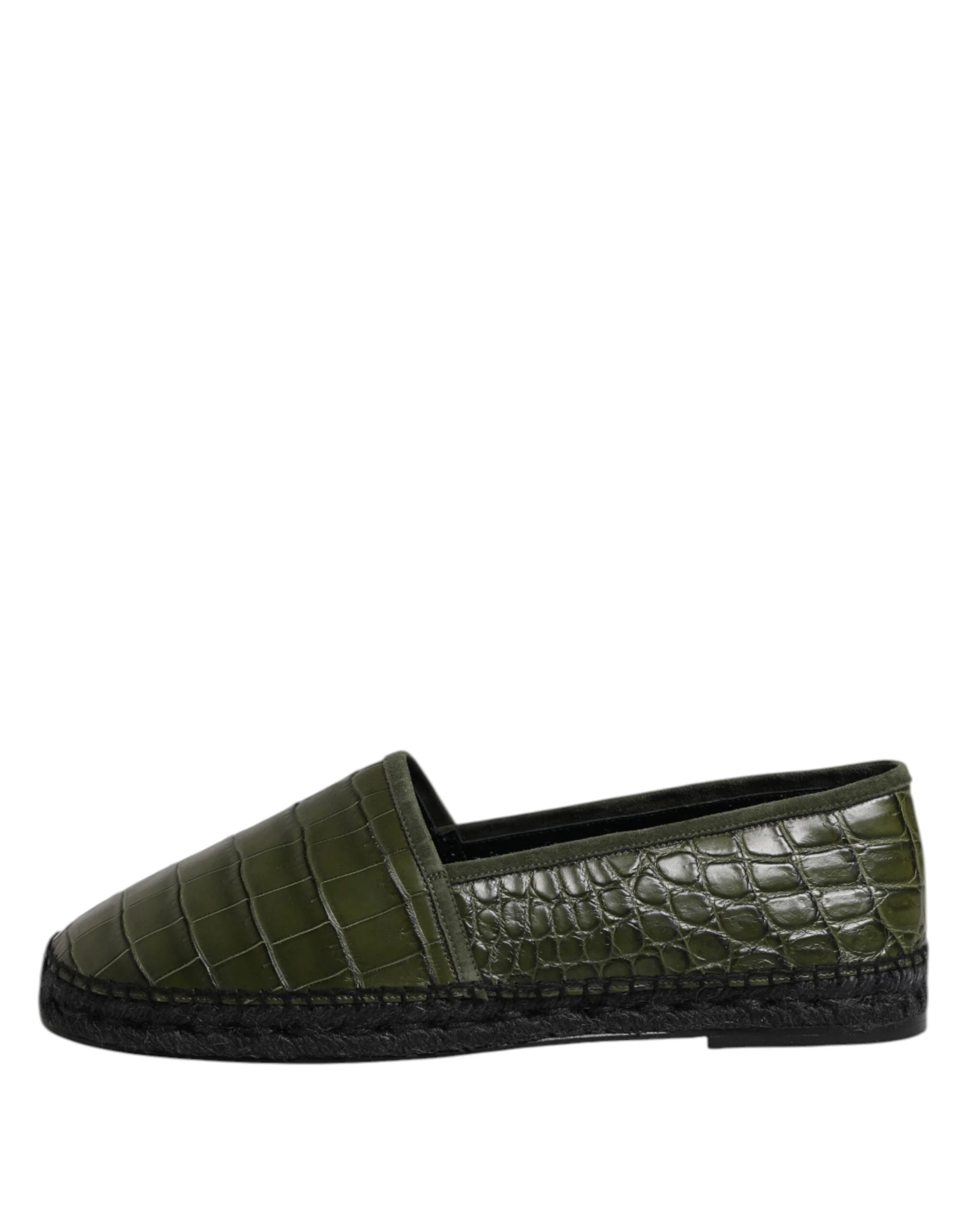 Dolce & Gabbana Green Exotic Leather Espadrilles Slip On Shoes - EU44/US11 - Flats