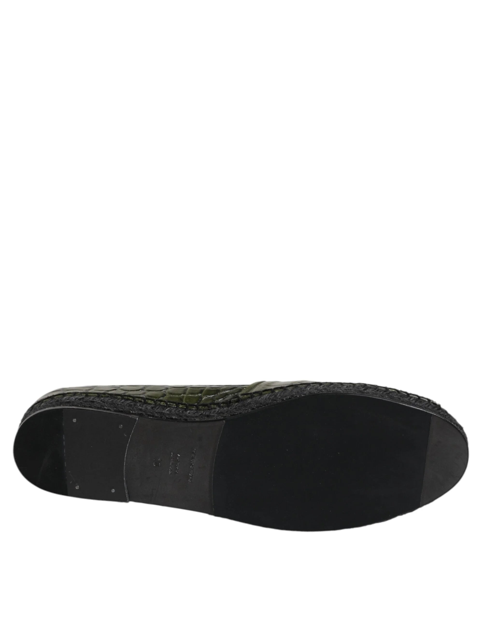 Dolce & Gabbana Green Exotic Leather Espadrilles Slip On Shoes - EU44/US11