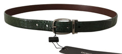 Dolce & Gabbana Green Exotic Leather Silver Buckle Belt - 95 cm / 38 Inches