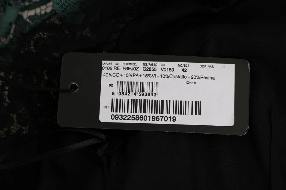 Dolce & Gabbana Green Floral Crystal Ricamo Sheath Dress - IT42|M - Dresses