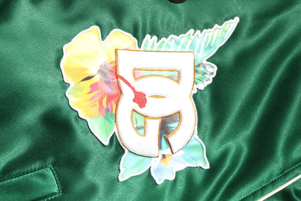 Dolce & Gabbana Green Floral DG Logo Full Zip Bomber Jacket - Bomber Jackets