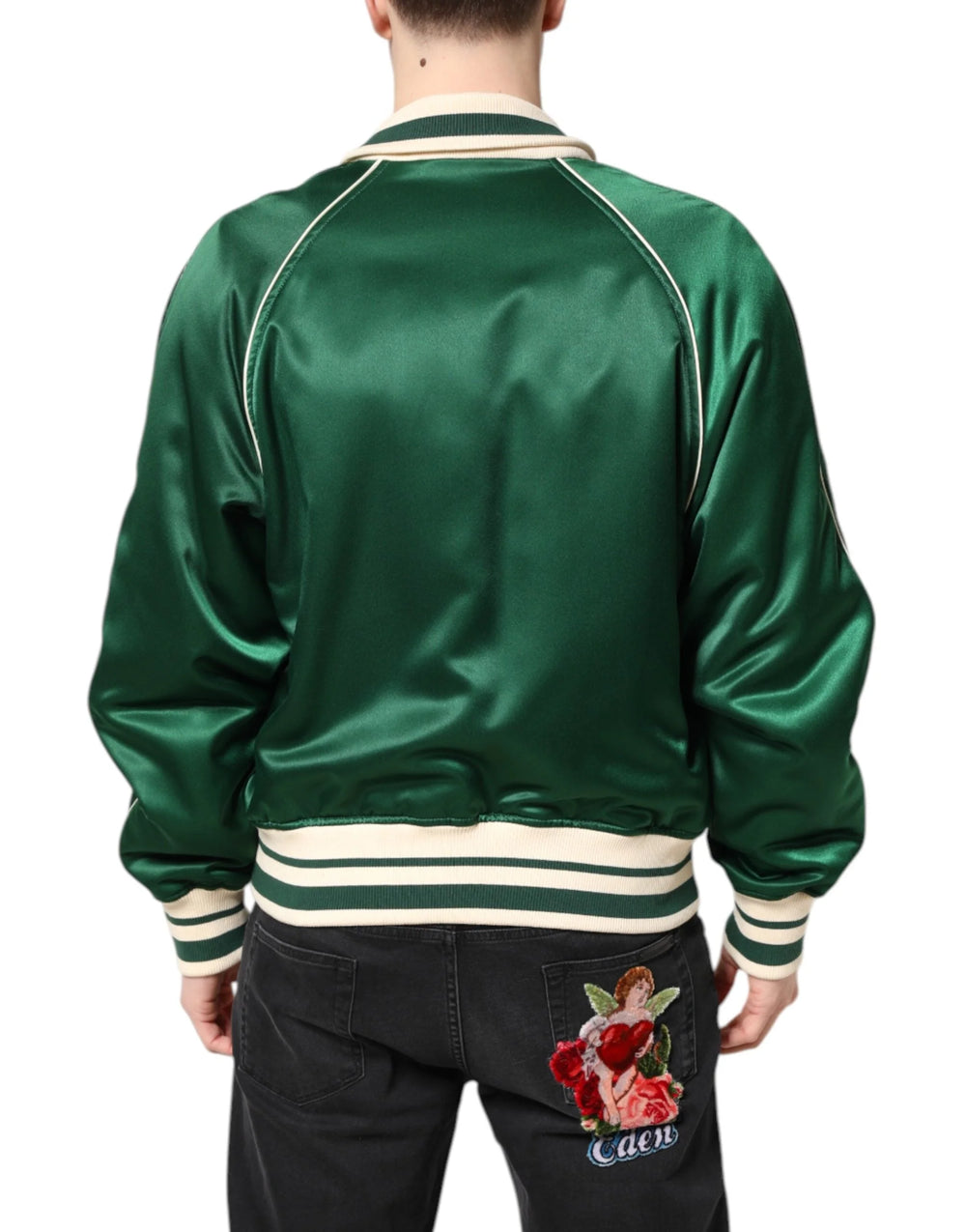 Dolce & Gabbana Green Floral DG Logo Full Zip Bomber Jacket - Bomber Jackets