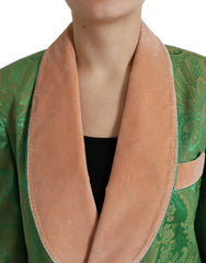 Dolce & Gabbana Green Floral Double Breasted Coat Jacket - IT40|S - Wrap Coats