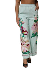 Dolce & Gabbana Green Floral Garterized Straight Pajama Pants - IT40|S