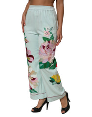 Dolce & Gabbana Green Floral Garterized Straight Pajama Pants - IT40|S