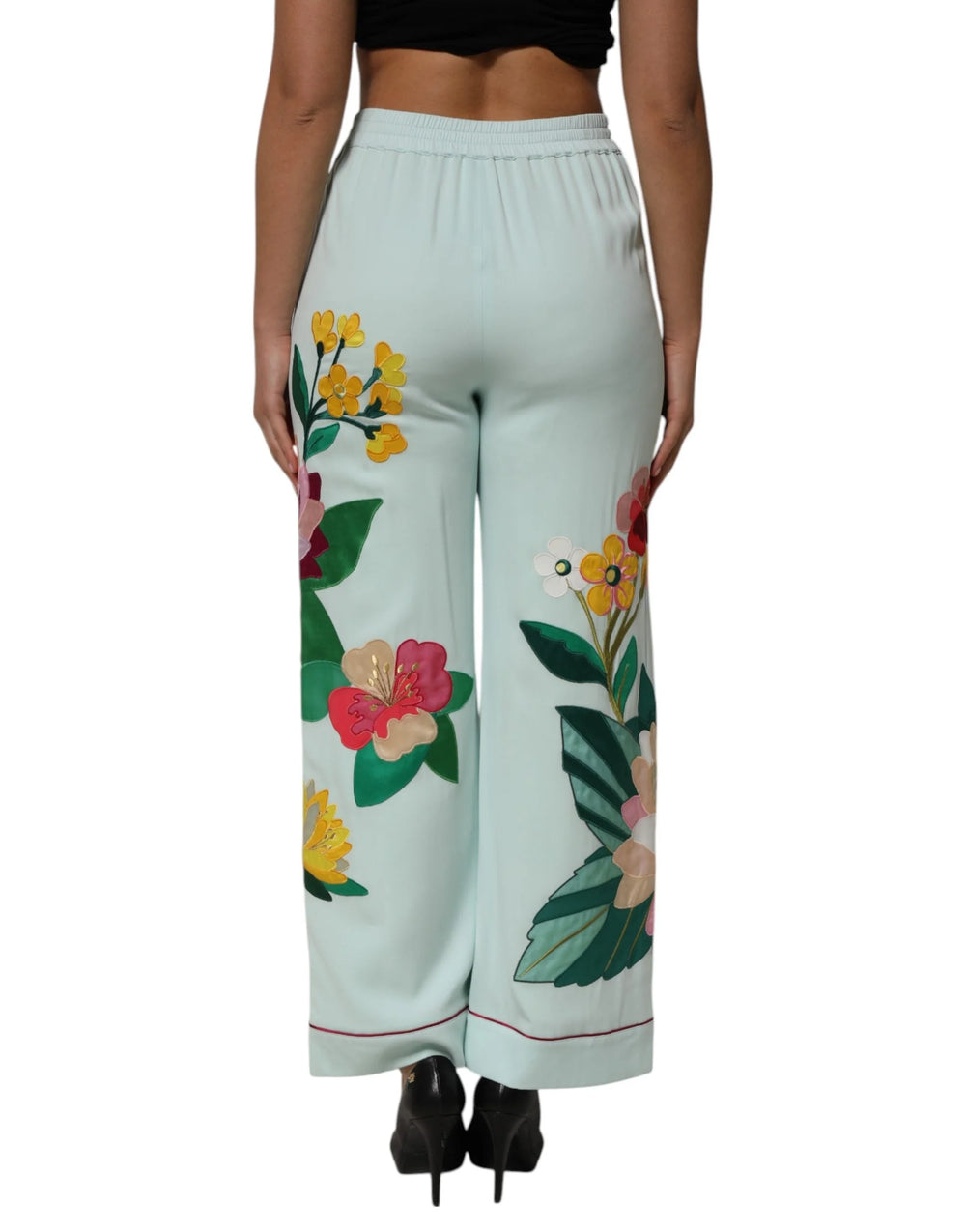Dolce & Gabbana Green Floral Garterized Straight Pajama Pants - IT40|S - Pajamas