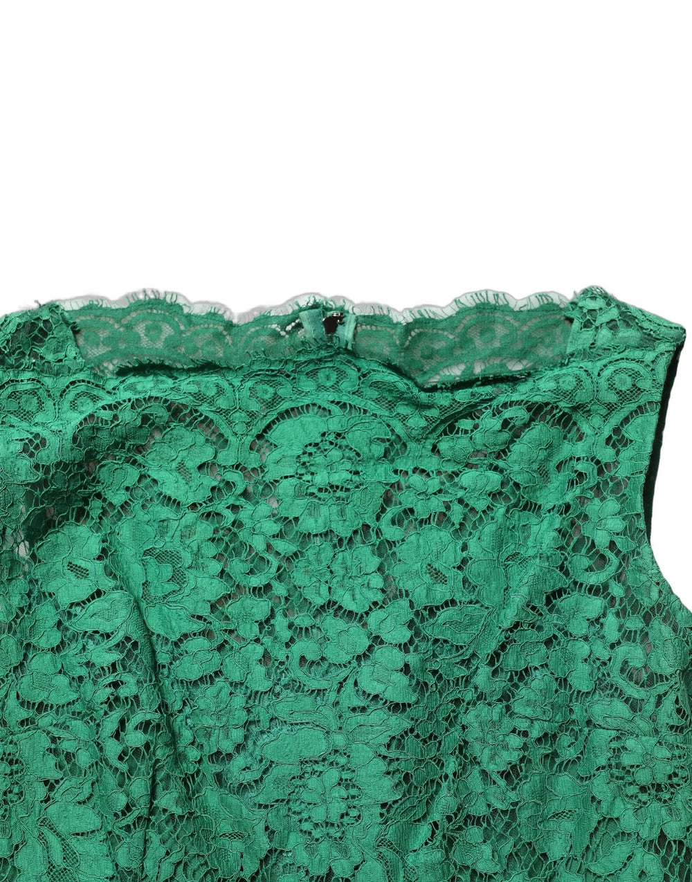 Dolce & Gabbana Grünes Blumen-Spitzenkleid aus Baumwolle, ärmellos, Midikleid
