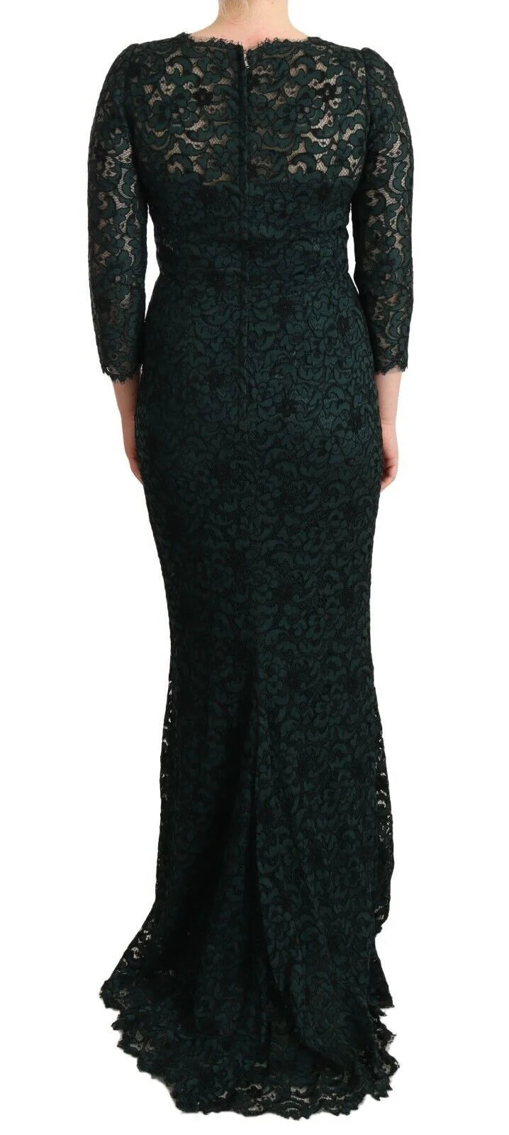 Dolce & Gabbana Green Floral Lace Maxi Floor Length Dress - IT44|L - Dresses