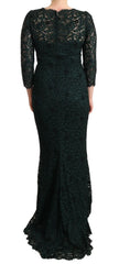 Dolce & Gabbana Green Floral Lace Maxi Floor Length Dress - IT44|L - Dresses